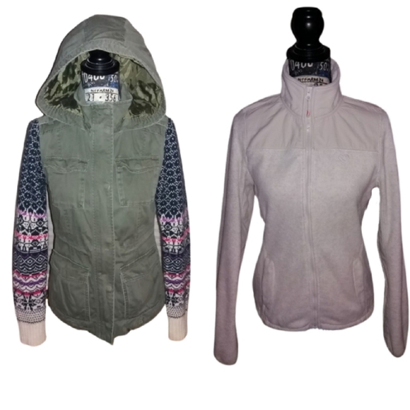 Lot Of 2 Aeropostale Utility And Fleece Full Zip Jackets - Picture 1 of 16